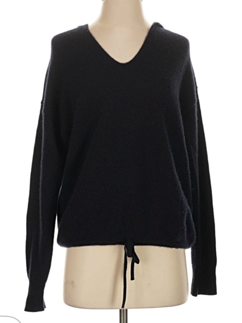 Theory Black V Neck Lace Up Side Pullover Sweater Size S